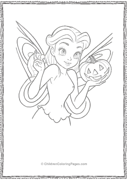 Young Fairy Holding A Pumpkin Free PDF Printable