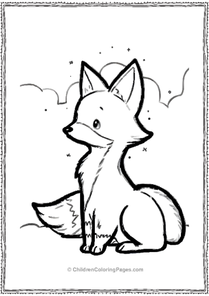 Young Fox Sitting On The Ground Free PDF Printable