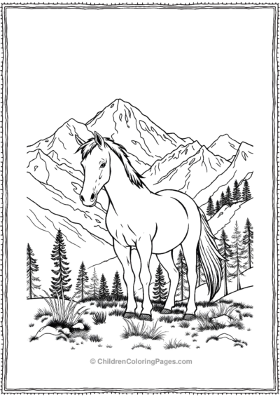 A-realistic-horse-in-landscape Free PDF Printable