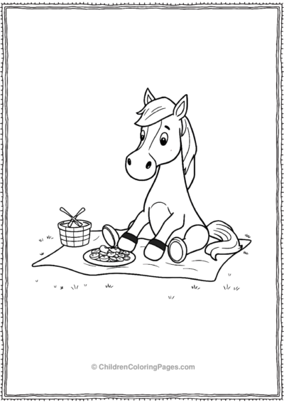 Anime-horse-on-picnic Free PDF Printable