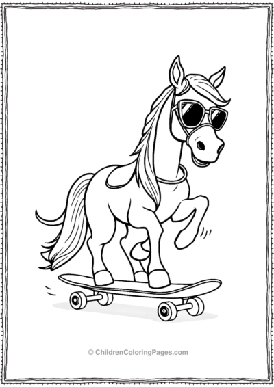 Anime-horse-with-a-skateboard Free PDF Printable