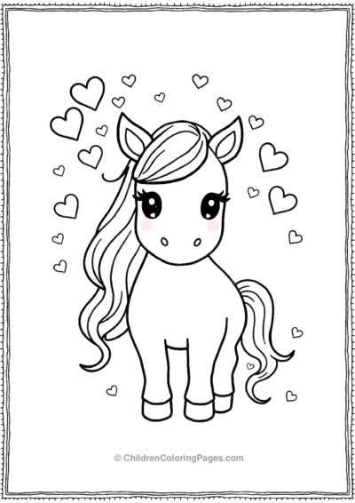 Anime-horse-with-hearts Free PDF Printable