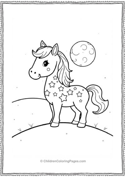 Anime-horse-with-stars-under-a-moon Free PDF Printable