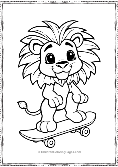 Anime-lion-riding-skateboard Free PDF Printable