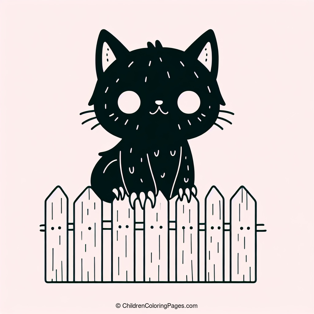 Black Cat On A Fence Drawing