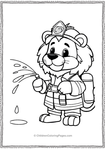 Cartoon-firefighter-lion Free PDF Printable