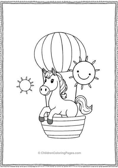 Cartoon-horse-in-hot-air-balloon Free PDF Printable