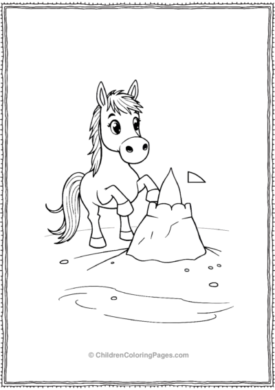 Cartoon-horse-playing-with-sand Free PDF Printable