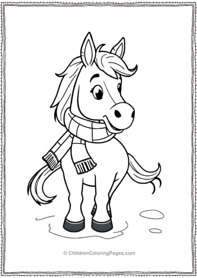 Cartoon-horse-wearing-a-muffler Free PDF Printable