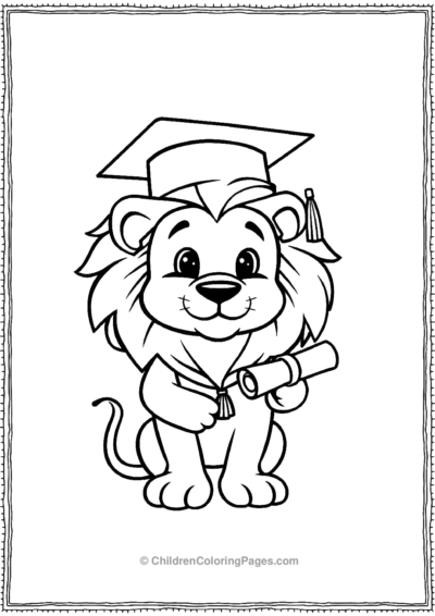 Cartoon-lion-in-a-graduation-hat Free PDF Printable