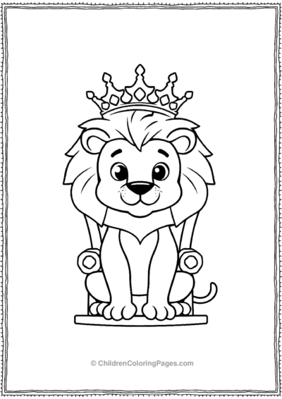 Cartoon-lion-king-on-a-throne Free PDF Printable