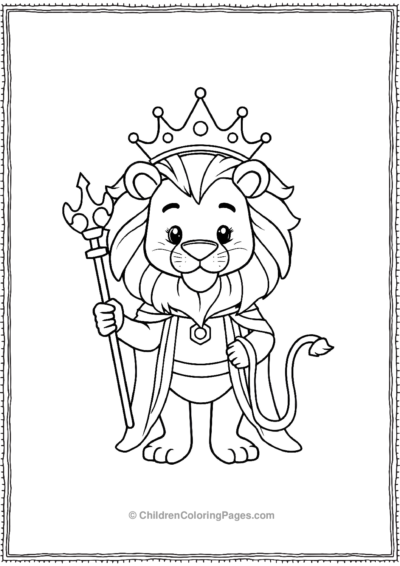 Cartoon-lion-king-with-a-septar Free PDF Printable