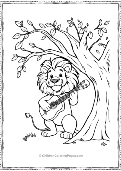 Cartoon-lion-playing-guitar Free PDF Printable