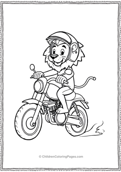 Cartoon-lion-riding-a-motorbike Free PDF Printable