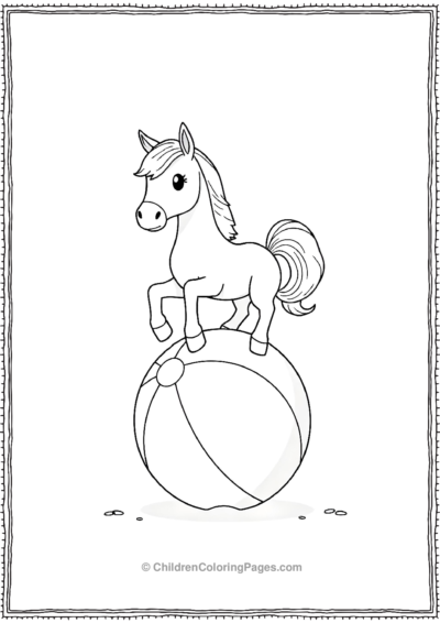 Cute-anime-horse-on-a-beach-ball Free PDF Printable