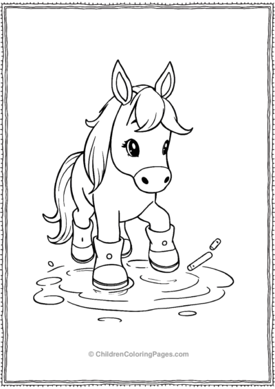 Cute-horse-in-rain-boots Free PDF Printable