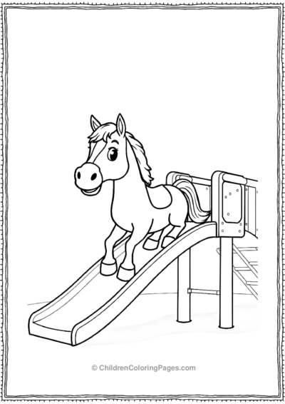 Cute-horse-on-a-slide Free PDF Printable