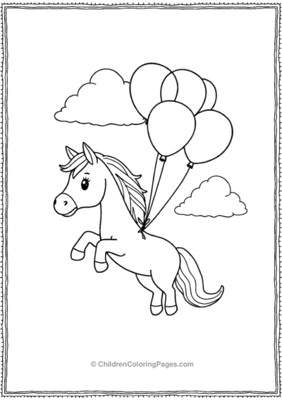 Cute-horse-with-balloons Free PDF Printable