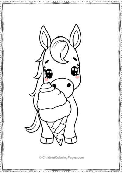 Cute-horse-with-icecream Free PDF Printable