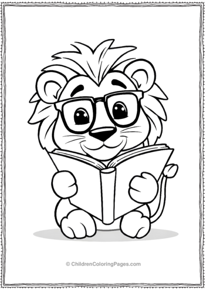 Cute-lion-reading-a-book Free PDF Printable