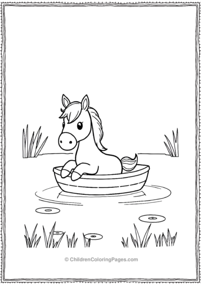 Cute-pony-in-a-pond Free PDF Printable