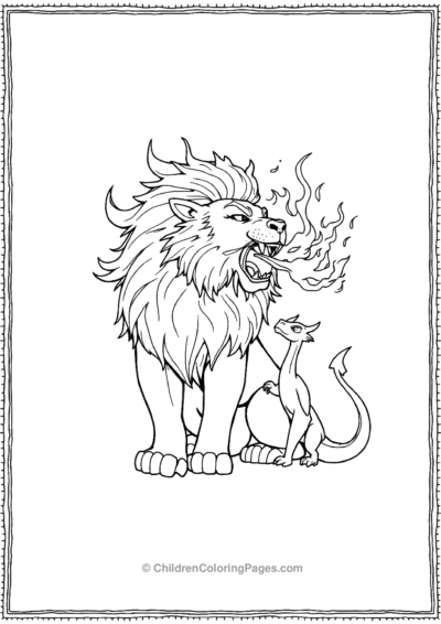 Fantasy-lion-breathing-fire Free PDF Printable