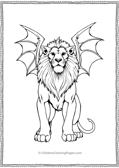 Fantasy-lion-with-huge-wings Free PDF Printable