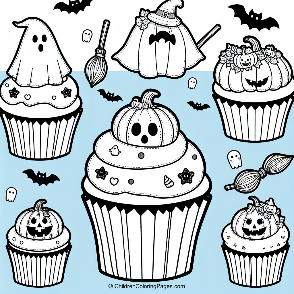 Halloween Cupcakes Drawing 1