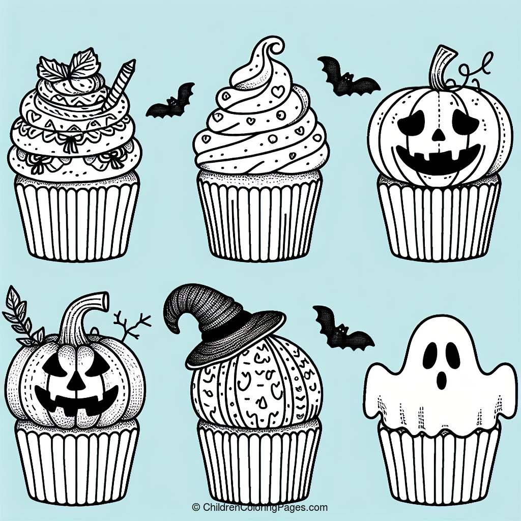 Halloween Cupcakes Drawing 2