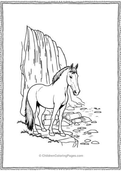 Horse-near-a-waterfall Free PDF Printable