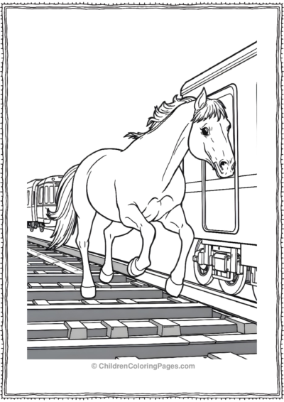 Horse-running-along-a-train Free PDF Printable