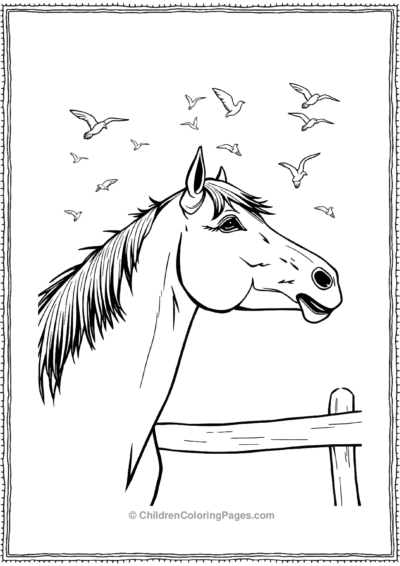 Horse-watching-birds-scaled Free PDF Printable