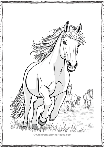 Horse-with-mane-blowing-in-wind Free PDF Printable