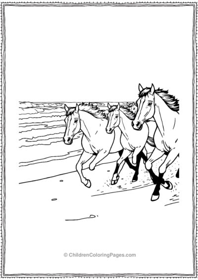 Horses-running-on-a-beach Free PDF Printable