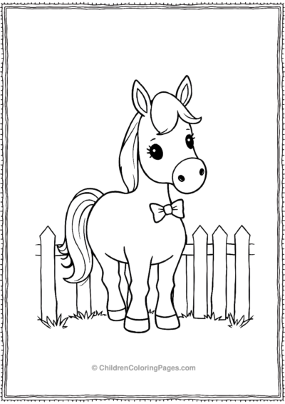 Kawai-horse-with-bowtie Free PDF Printable