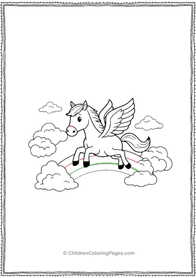 Kawaii-horse-on-a-rainbow Free PDF Printable