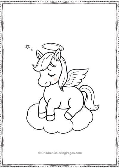 Kawaii-horse-sleeping-on-clouds Free PDF Printable