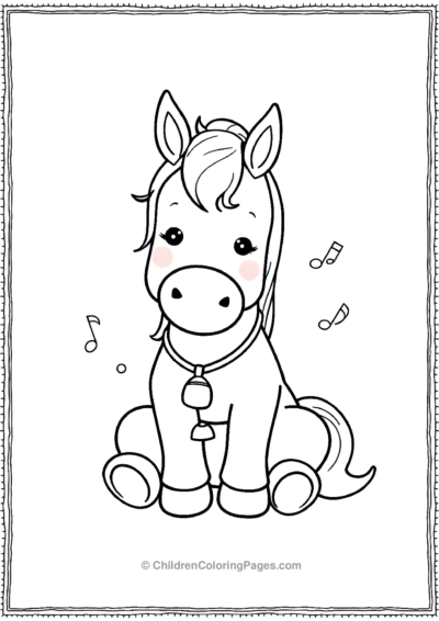 Kawaii-horse-with-a-bell Free PDF Printable