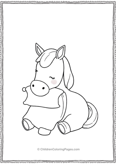 Kawaii-horse-with-a-pillow Free PDF Printable