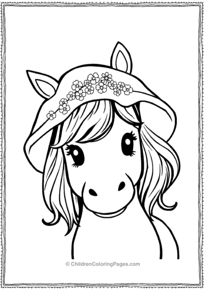 Kawaii-horse-with-a-sun-hat Free PDF Printable