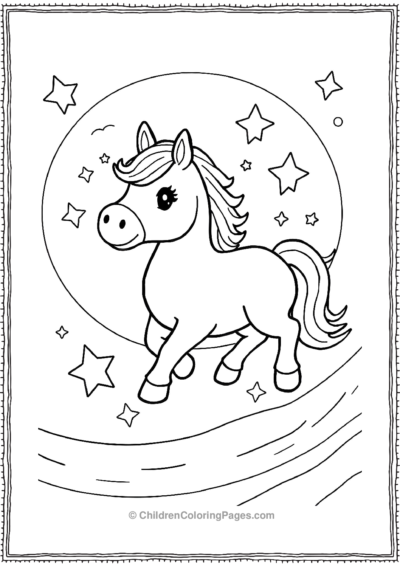 Kawaii-horse-with-sun-and-stars Free PDF Printable