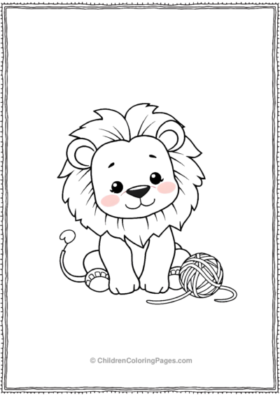 Kawaii-lion-playing-with-yarn Free PDF Printable