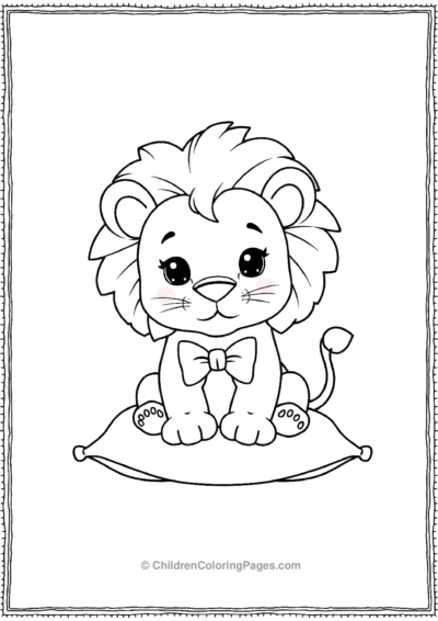 Kawaii-lion-sitting-on-a-pillow Free PDF Printable