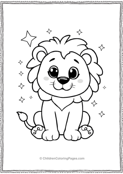 Kawaii-lion-with-sparkling-eyes Free PDF Printable