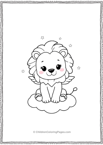 Kawaii-lion-with-tiny-wings Free PDF Printable