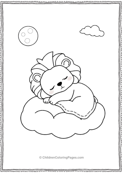 Kawaii-sleeping-lion-with-a-blanket Free PDF Printable