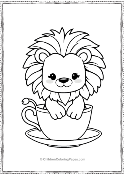 Kawai-lion-in-a-teacup Free PDF Printable