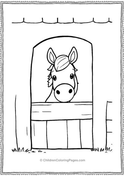 Kawsai-horse-peeking-out-of-a-door Free PDF Printable