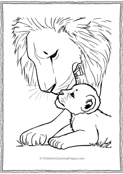 Lion-cub-nuzzling Free PDF Printable