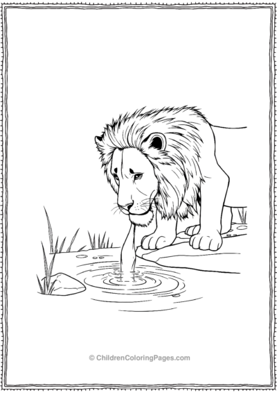 Lion-drinking-water Free PDF Printable